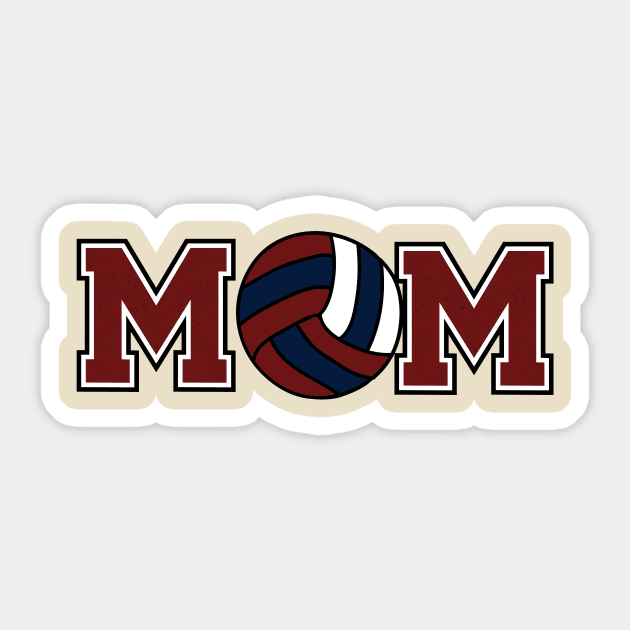 Volleyball Mom Burgundy and Navy Sticker by capesandrollerskates 